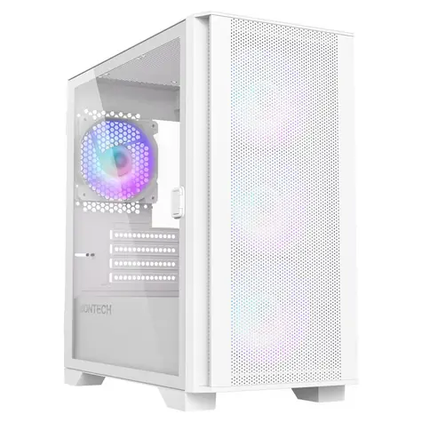 Montech Air 100 ARGB bílá / Micro ATX / 3x USBA / 4x 120mm / bez zdroje / průhledná bočnice