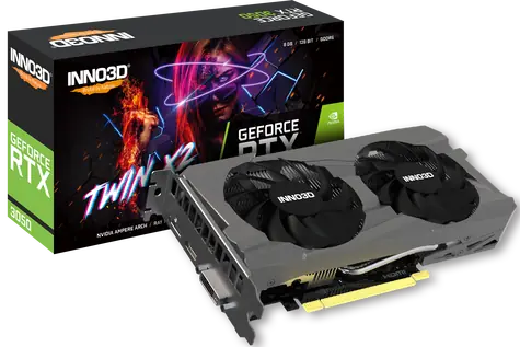 Inno3D GeForce RTX 3050 Twin X2 8GB / 1552 - 1777 MHz / 8GB GDDR6 / 128-bit / 1x DVI + 1x HDMI + 1x DP / (6)