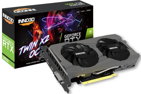 Inno3D GeForce RTX 3050 Twin X2 OC 8GB / 1552 - 1792 MHz / 8GB GDDR6 / 128-bit / 1x DVI + 1x HDMI + 1x DP / (6)