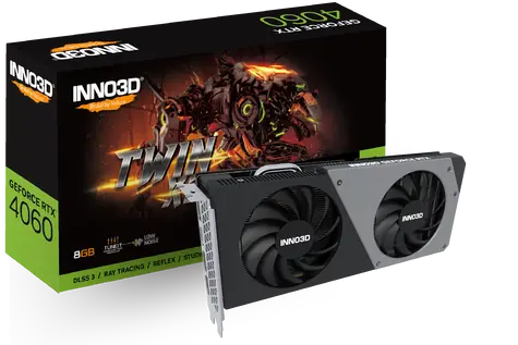 Inno3D GeForce RTX 4060 Twin X2 8GB / 1830 - 2460 MHz / 8GB GDDR6 / 128-bit / 1x HDMI + 3x DP / (8)