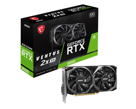 MSI GeForce RTX 3050 VENTUS 2X XS OC 8GB / 1552 - 1807 MHz / 8GB GDDR6 / 128-bit / 1x DVI + 1x HDMI + 1x DP / 115W (8)