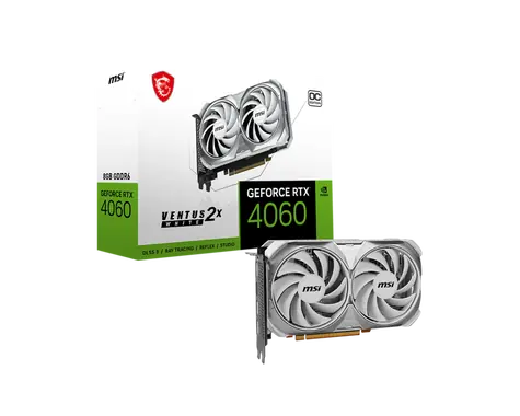 MSI GeForce RTX 4060 VENTUS 2X WHITE OC 8GB / 1830 - 2505 MHz / 8GB GDDR6 / 128-bit / 1x HDMI + 3x DP / (8) / doprodej
