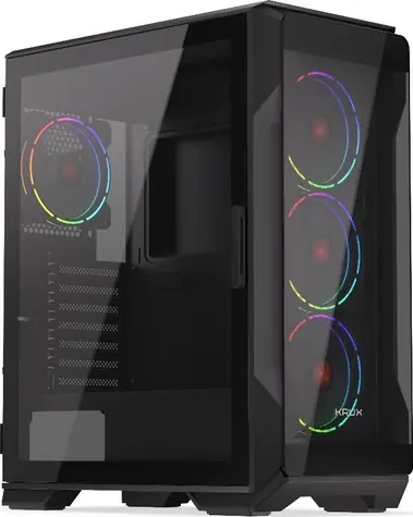 KRUX Heko černá / PC skříň / ATX / micro-ATX / mini-ITX / průhledná bočnice / bez zdroje