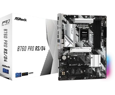 ASRock B760 Pro RS/D4 / LGA 1700 / 4x DDR4 / 2x PCIex16 / 2.5GLAN / ATX