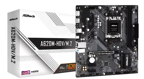 ASRock A620M-HDV/M.2 / AM5 / 2x DDR5 / 1x PCiex16 / GLAN / mATX
