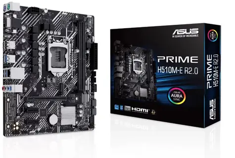 ASUS PRIME H510M-E R2.0 / H510 / LGA1200 / 2x DDR4 / PCIEx16 / 1x GLAN / mATX
