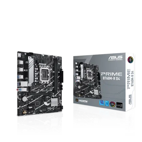 ASUS PRIME B760M-R D4 / B760 / LGA 1700 / 2x DDR4 / PCIEx16 / 1x 2.5GLAN / mATX 