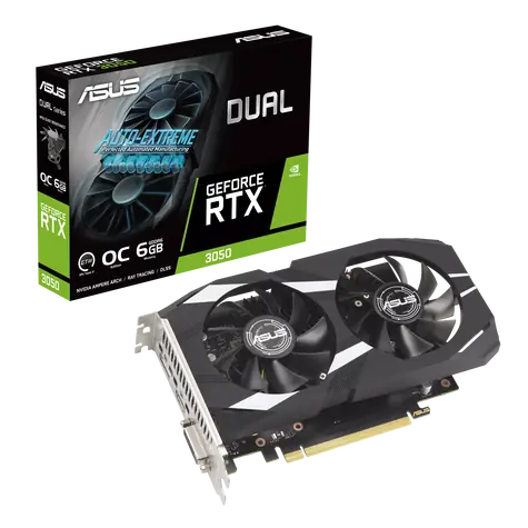 ASUS RTX3050 Dual OC 6GB / 1537 MHz / 6GB GDDR6 / 96-bit / DVI-D + HDMI + DP