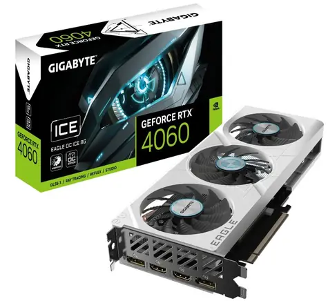 GIGABYTE RTX 4060 Eagle OC 8GB / 1830 - 2505 MHz / 8GB GDDR6 / 128-bit / 2x HDMI + 2x DP / 115W / (8)