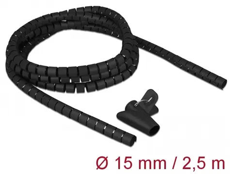 DeLock Spirálová hadice na kabel 2.5m x 15mm černá