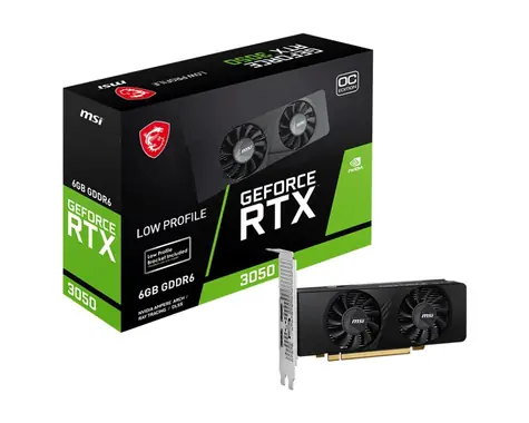 MSI GeForce RTX 3050 LP OC 6GB / 1492 MHz / 6GB GDDR6 / 96-bit / 2x HDMI + 1x DP / 70W