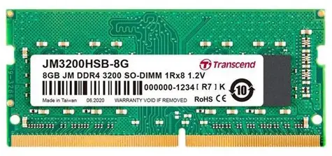 Transcend JetRam 8GB (1x8GB) 3200MHz / SODIMM / DDR4 / CL22 / 1.2V / 1Rx8