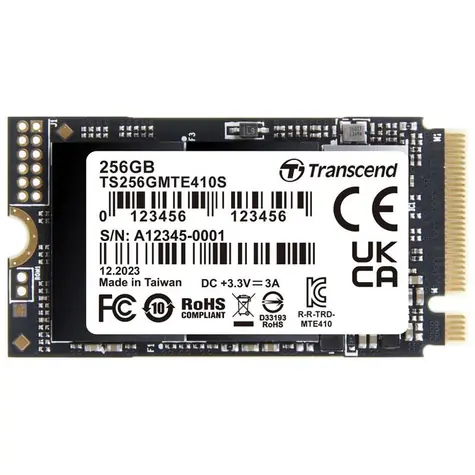 Transcend MTE410S 256GB / M.2 2242 Gen 4 / RW: 3300/1600 MBps / IOPS: 190K/370K / MTBF 2.0mh / 5y