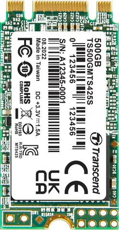 Transcend MTS425S 500GB / M.2 2242 SATA / RW: 530/480 MBps / IOPS: 50K/75K / MTBF 2.0mh / 3y