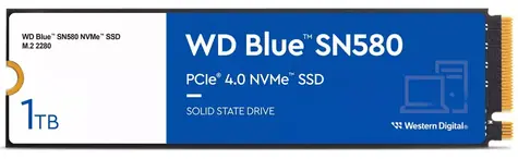 WD Blue SN580 1TB / M.2 SSD 2280 / PCIe Gen4 x4 / TLC / R: 4000 MBps / W: 3600 MBps / 5y