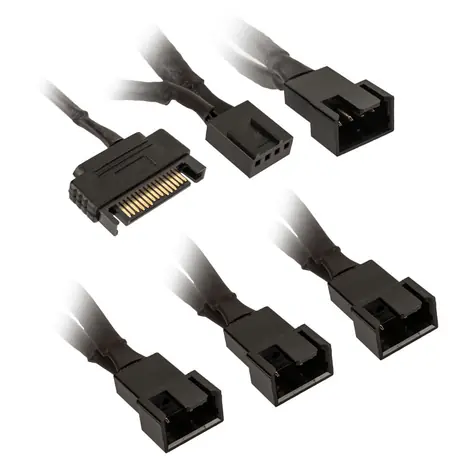 Kolink Rozbočovače ventilátoru 1-4 PWM - 35cm (opletený) černá