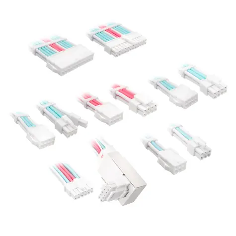 Kolink Prodlužovací sada opletených kabelů Core Pro Braided Cable Extension Kit 12V-2x6 Typ 1 bílo-modro-růžová 