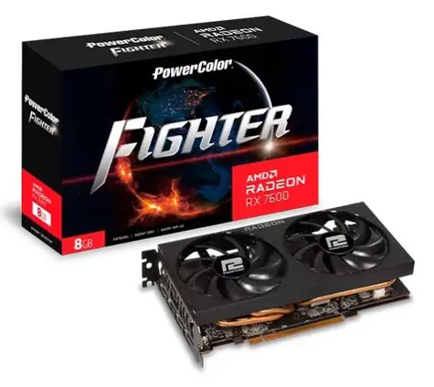 PowerColor Radeon RX 7600 Fighter 8GB / 1720 - 2655 MHz / 8GB GDDR6 / 128-bit / 3x DP / 1x HDMI / (8) 550W