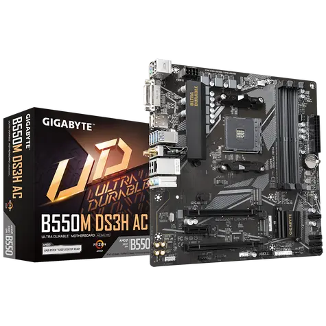 GIGABYTE B550M DS3H AC / B550M / AM4 / 4x DDR4 / PCIEx16 / 1x GLAN / mATX