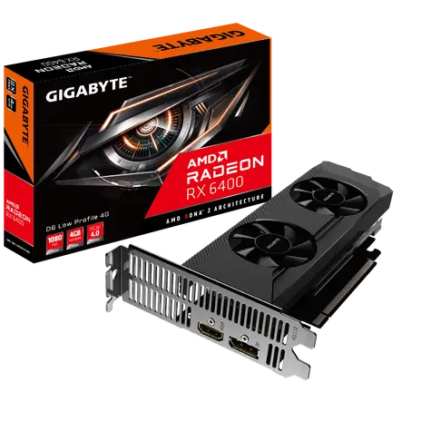 GIGABYTE RX 6400 D6 / 2039-2321 MHz / 4GB D6 / 64-bit / 1x HDMI & 1x DP / 350W 