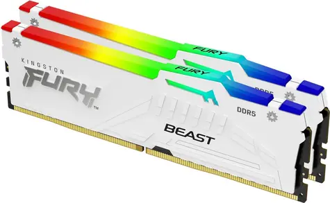 Kingston Fury Beast White RGB 64GB (2x 32GB) DDR5 6400MHz / CL32 / DIMM / XMP / 1.4V