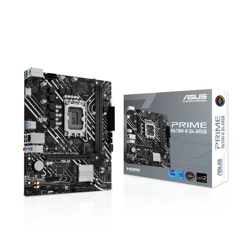 ASUS PRIME H610M-K D4 ARGB / H610 / 2x DDR5 / PCIEx16 / 1GLAN / mATX
