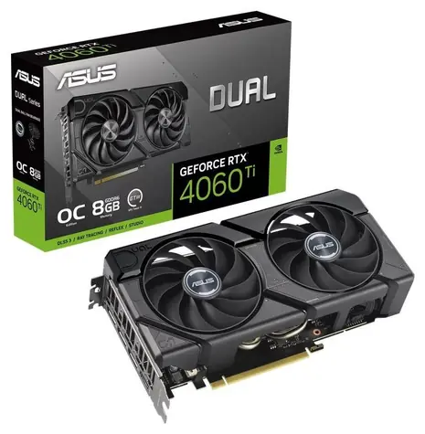 ASUS GeForce RTX 4060 Ti DUAL OC EVO 8G / 2310-2565 MHz / 8G GDDR6 / 128-bit / 1x HDMI + 3x DP / (8)