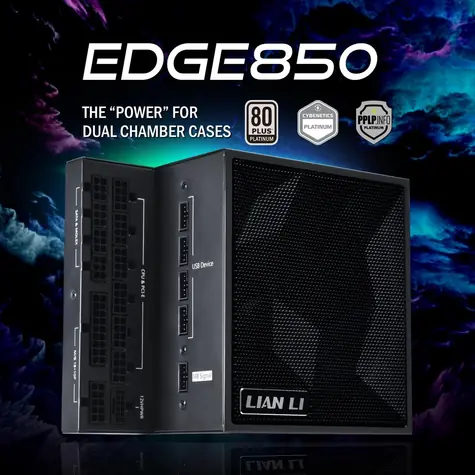 Lian Li EDGE EG0850 černá / PC Zdroj / 850 W / USB hub /  120mm ventilátor / modulární / PFC / 80PLUS Platinum 