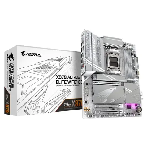 GIGABYTE X870 AORUS ELITE WF7 ICE / AMD X870 / DDR5 / SATA III RAID / USB / 2.5GLAN / M.2 / sc.AM5 / ATX
