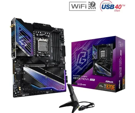ASRock X870E NOVA WIFI / AMD X870E / DDR5 / SATA III RAID / USB / 5GLAN / M.2 / sc.AM5 / ATX