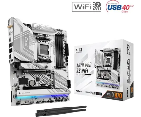 ASRock X870 PRO RS WIFI / AMD X870 / DDR5 / SATA III RAID / USB / 2.5GLAN / M.2 / sc.AM5 / ATX