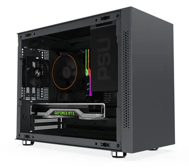 Rozbaleno - KRUX Naos TG černá / PC skříň / mini-ITX / micro-ATX / mini-DTX / průhledná bočnice / bez zdroje  / rozbaleno