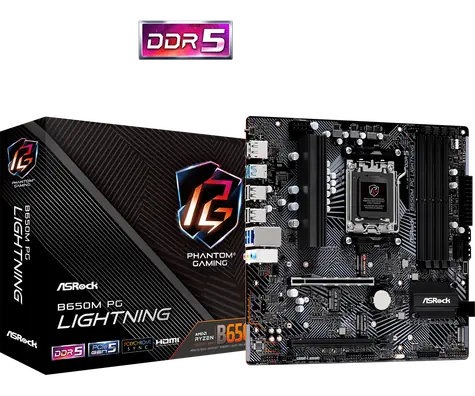 ASRock B650M PG LIGHTNING / B650 / AM5 / 4x DDR5 / 1x 2.5GLAN / mATX
