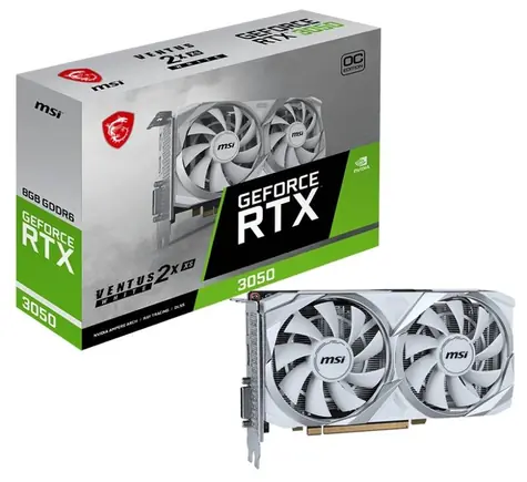 MSI GeForce RTX 3050 VENTUS 2X XS WHITE 8G OC / 1552 - 1807 MHz / 8GB GDDR6 / 128-bit /  1x HDMI + 1x DP / 115W (6)