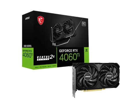 MSI GeForce RTX 4060 Ti 8G VENTUS 2X BLACK / 2310 - 2580 MHz / 8GB GDDR6 / 128bit / 1x HDMI+3x DP / 165W (8)