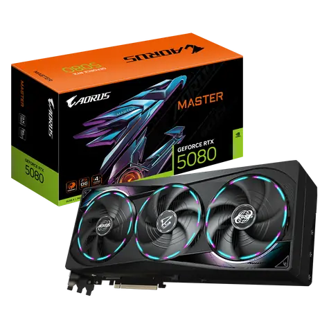 GIGABYTE AORUS GeForce RTX 5080 MASTER 16GB / 2805MHz / 16GB GDDR7 / 256-bit / 1x HDMI + 3x DP / 850W (16)