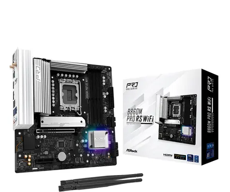 ASRock B860M Pro RS Wifi / B860 / LGA 1851 / 4x DDR5 / PCIEx 16 / 2.5GLAN / Wi-Fi / mATX