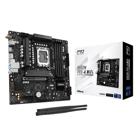 ASRock B860M Pro-A WiFi / B860 / LGA 1851 / 4x DDR5 / PCIEx 16 / 2.5GLAN / Wi-Fi / mATX