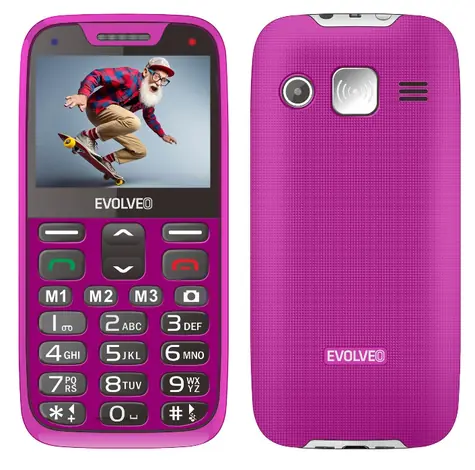 EVOLVEO EasyPhone XR + stojánek růžová / 2.3