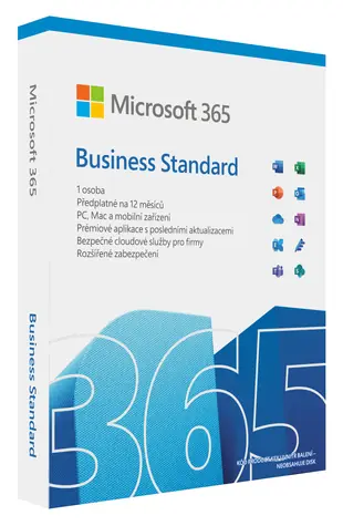 Microsoft 365 Business Standard CZ / PC & Mac / 64 bit / Bez média / Krabicová licence