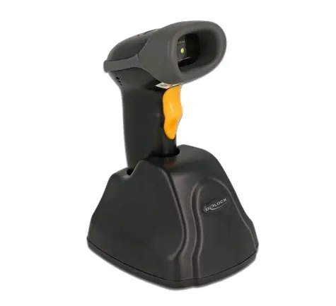 Delock Čtečka čárových kódů 2.4 GHz černá / 1D a 2D / s nabíjecí stanicí
