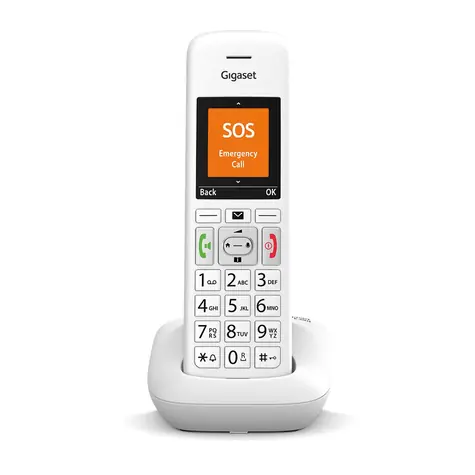 Gigaset E390 bílá / Bezdrátový domácí telefon / ECO DECT / SOS tlačítko / Telefonní seznam 200 kontaktů