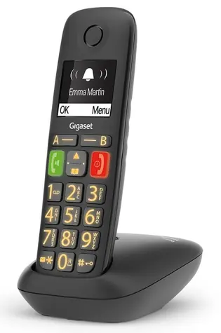 Gigaset E290 černá / bezdrátový telefon / vhodný pro seniory / Telefonní seznam 150 kontaktů