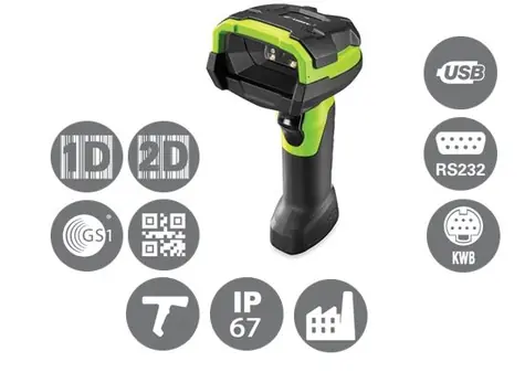 ZEBRA DS3608-SR / 2D snímač čárových kódů / RS-232 / KBW / USB / černá