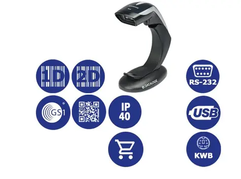 DATALOGIC Heron HD3430 černá / 2D snímač čárových kódů / multi-IF / pouze snímač / stojánek / černá