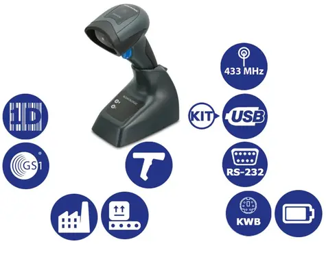 DATALOGIC QuickScan I QM2131 kit2-USB / 1D snímač čárových kódů / 433MHz / multi-IF / černá