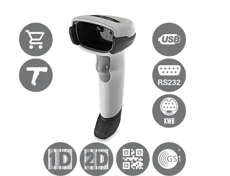 ZEBRA čtečka DS2208 kit (USB) bílá / snímač 2D čárových kódů / kabel USB / multi-IF