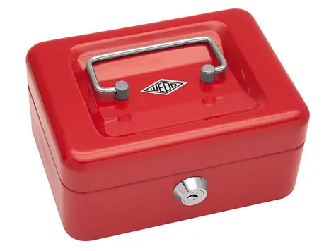 WEDO 152 Přenosná pokladna červená / 4 přihrádky / 1 spona / uzamykatelná