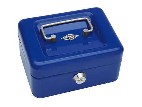 WEDO 152 Přenosná pokladna modrá / 4 přihrádky / 1 spona / uzamykatelná