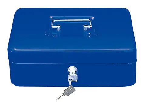 WEDO 300 Přenosná pokladna modrá / 5 přihrádek / 1 spona / uzamykatelná